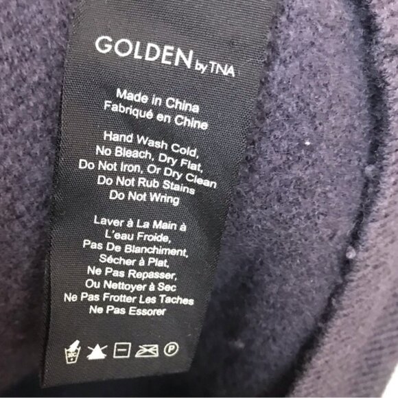 Aritzia Golden TNA Stowe Cashmere Wool V Neck Pullover Sweater Ribbed Layer Top - Picture 10 of 15